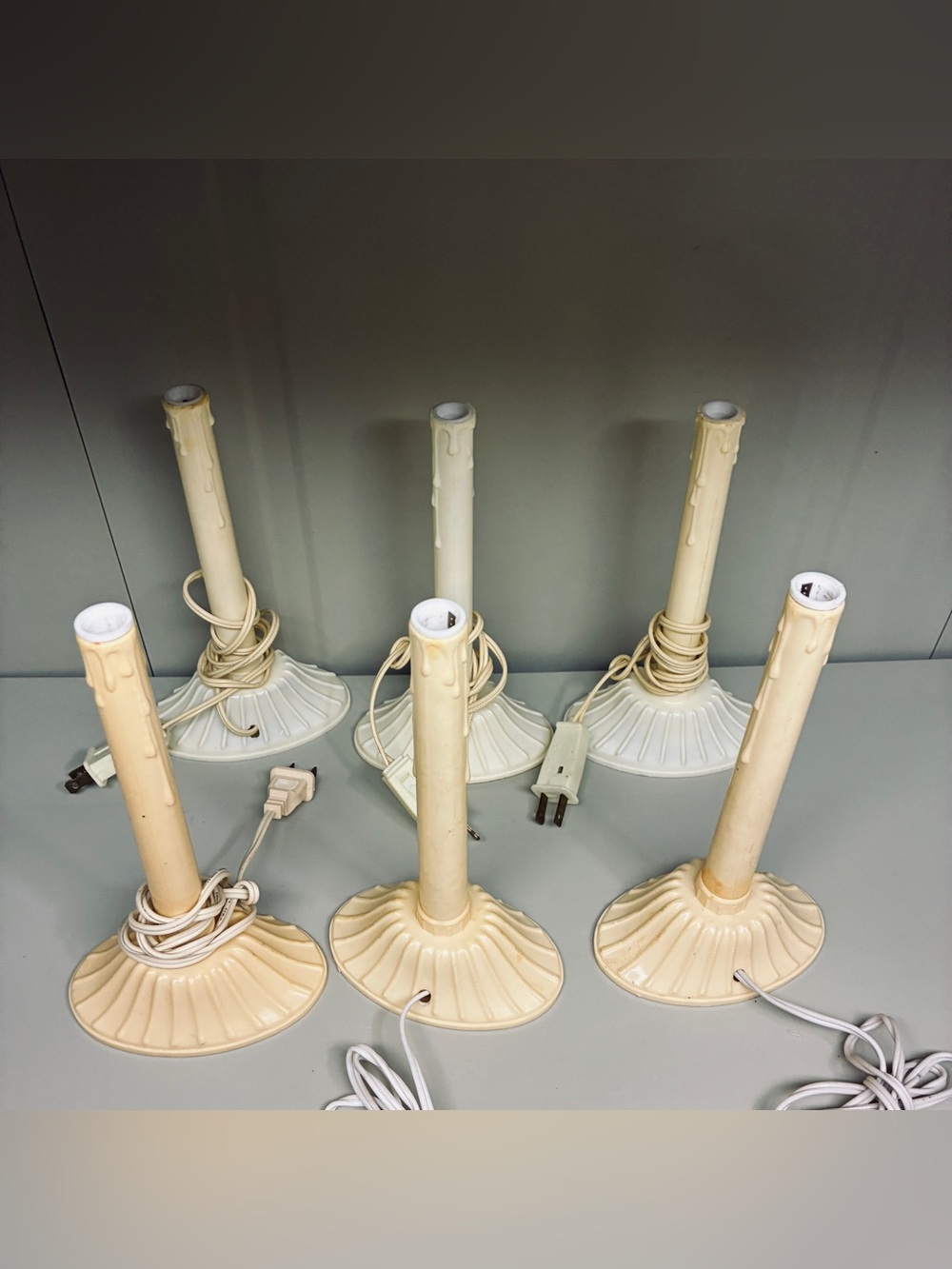 Lot of 6 Vintage Electric Christmas Window Candles Plastic Drip Candoliers